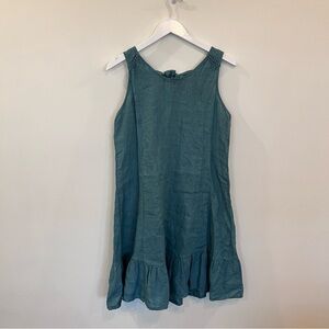 Terzo Millennio Women's Sleeveless Mini Dress Small Linen Teal Green Lightweight